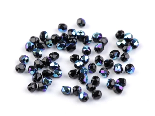 České brúsené sklenené korálky (ohňovky) 3 mm, 5 g – čierne