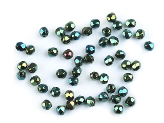 České brúsené sklenené korálky (ohňovky) 3 mm, 5 g – zelené