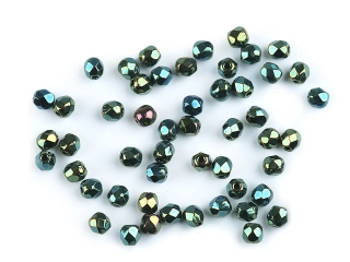 České brúsené sklenené korálky (ohňovky) 3 mm, 5 g – zelené