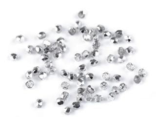 České brúsené sklenené korálky (ohňovky) 3 mm, 5 g – strieborné II