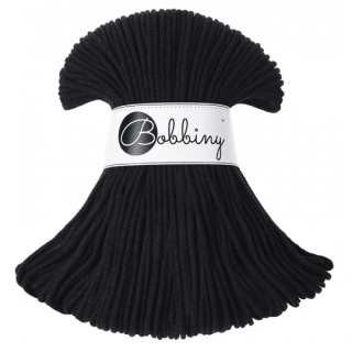 Bobbiny Junior 3 mm Black – bavlnená šnúra 100 m na macramé a háčkovanie