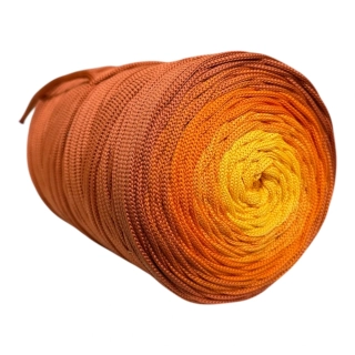 Polyesterová priadza plochá 5mm/250m ombré klbko terakota
