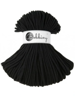 Bobbiny Premium 5 mm Black – bavlnená šnúra 100 m na macramé a háčkovanie