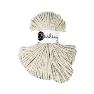Bobbiny Junior 3 mm Shiny Cashmere Beige – bavlnená šnúra 100 m na macramé a háčkovanie