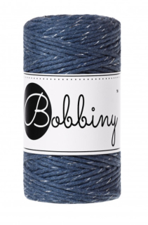 Bobbiny Macrame Baby 1,5 mm - jeans so striebornou nitkou