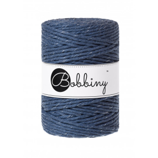 Bobbiny Macrame XXL 5mm - jeans so striebornou nitkou